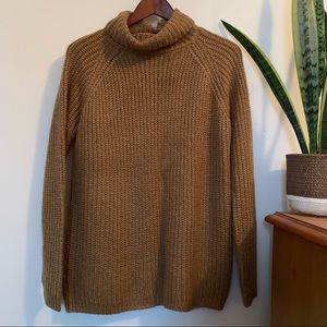Brown Turtleneck Knit Sweater